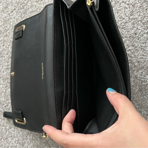 Coach large size wristlet wallet NWT black leather - Picture 7 of 8